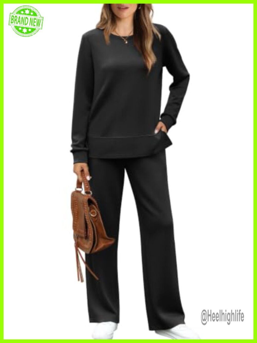 Women's 2 Piece Lounge Set Sweatshirt Wide Leg Pants Cozy Travel Outfit